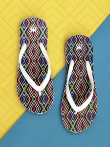 Kook N Keech Women Multicoloured Geometric Print Thong Flip-Flops