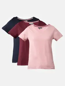 Roadster Women Pack Of 3 Solid V-Neck T-shirts