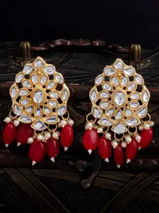 Sukkhi Red Gold Plated Handcrafted Classic Drop Earrings
