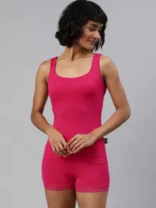 zebu Women Pink Solid Night suit