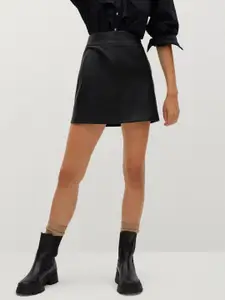 MANGO Black Mini A-Line Skirt