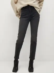 MANGO Women Black Sustainable Slim Fit High-Rise Clean Look Stretchable Jeans
