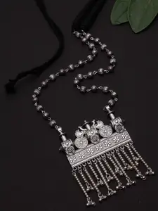 PANASH  Silver-Plated German Silver Oxidised Handcrafted Necklace