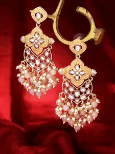 LAIDA Gold-Plated Kundan Studded Drop Earrings