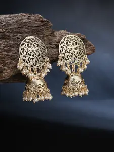 LAIDA Gold-Toned Gold Plated Dome Shaped Jhumkas