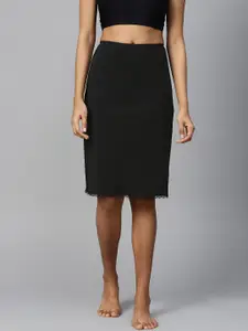 Marks & Spencer Women Black Solid Knee Length Skirt Slip