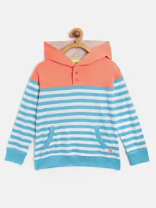 Cherry Crumble Boys and Girls Multicolor Cut & Sew Striped Hoodie Sweatshirt