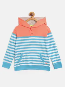 Cherry Crumble Boys and Girls Multicolor Cut & Sew Striped Hoodie Sweatshirt