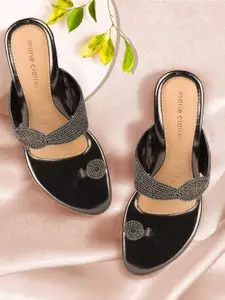 Bata Women Grey Embellished Kitten Heels