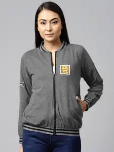 Hubberholme Women Charcoal Grey Solid Sweatshirt