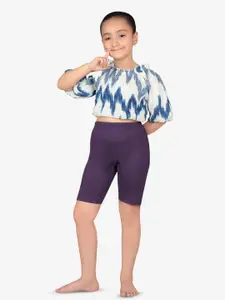 PROTEENS Girls Purple Solid Slim Fit Biker Shorts
