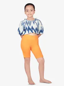 PROTEENS Girls Orange Solid Slim Fit Sports Shorts