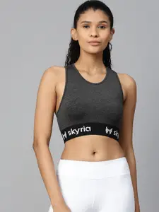 Skyria Women Charcoal Grey Solid Non-Wired Non Padded Rapid Dry Sports Bra SSU002C9XS
