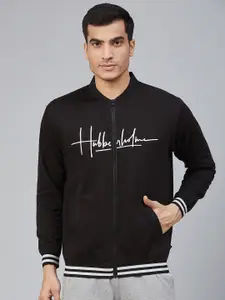 Hubberholme Men Black & White Brand Logo Print Sweatshirt