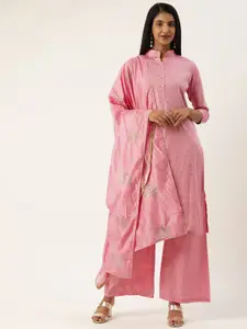 Rajnandini Pink Cotton Blend Semi-Stitched Dress Material