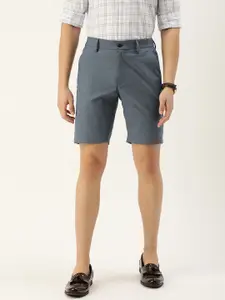 Peter England Men Blue Solid Slim Fit Regular Shorts