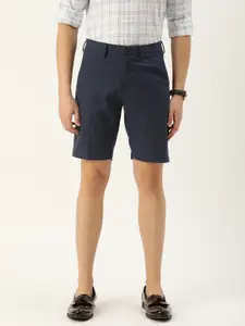 Peter England Men Navy Blue Striped Slim Fit Regular Shorts
