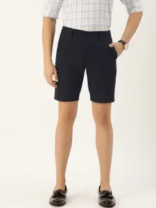 Peter England Men Navy Blue Solid Slim Fit Regular Shorts