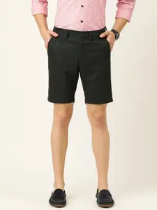 Peter England Men Black Checked Slim Fit Regular Shorts