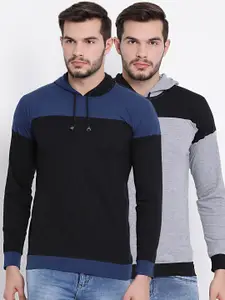 MACK JONNEY Men Pack of 2 Colourblocked Hooded T-shirts