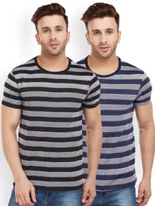 MACK JONNEY Men Pack of 2 Striped Round Neck T-shirts