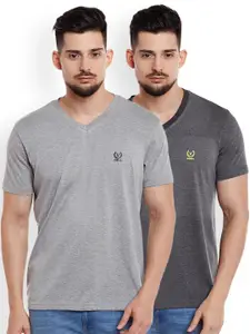MACK JONNEY Men Pack of 2 Solid V-Neck T-shirt
