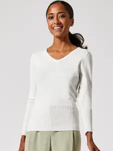 DOROTHY PERKINS Women White Solid Sustainable Viscose Pullover Sweater