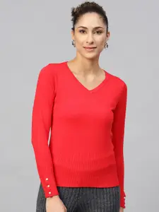 DOROTHY PERKINS Women Red Solid Pullover Sweater