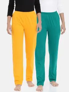 zebu Women Yellow & Green Solid Lounge Pants