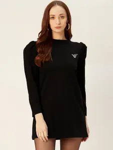 Sera Women Black Solid Longline Sweatshirt