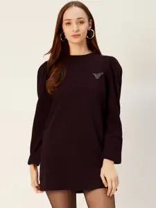 Sera Women Burgundy Solid Sweatshirt
