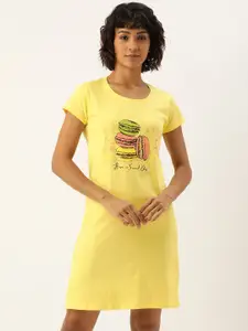 Slumber Jill Women Yellow Macaron Printed Sleep Shirts