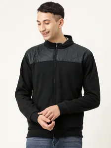 Campus Sutra Men Black Solid Bomber With Quilted Detailing