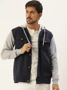 Campus Sutra Men Navy Blue Solid Tailored Jacket