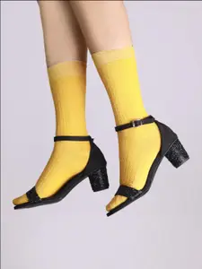 Monrow Women Black Embellished Block Heels