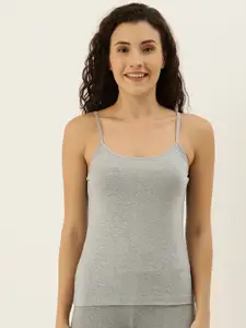 Amante Grey Melange Solid Non-Padded Pure Cotton Camisole