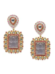 Peora Grey Gold Plated Square Drop Earrings