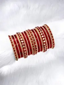 Peora Set of 34 Stone Studded Chuda Chura Bangle Set