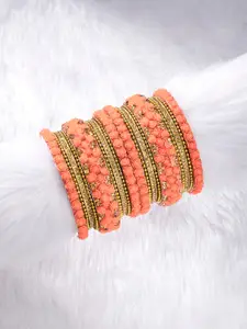 Peora Peach Gold Plated Chura Chuda Bangle Set
