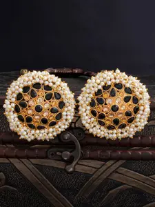 Sukkhi Black & Gold-Plated Circular Studs