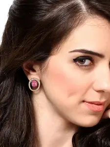 Estele Gold-Plated & Pink Oval Studs