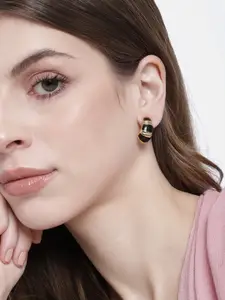 Estele Gold-Plated & Black Contemporary Studs