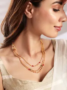 Rubans 22K Gold-Plated Handcrafted Layered Beaded Necklace