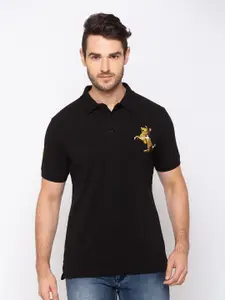 GIORDANO Men Black Solid Polo Collar T-shirt