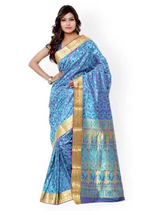Varkala Silk Sarees Blue Jacquard & Kanjeevaram Silk Traditional Saree