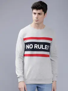 The Indian Garage Co Men Grey Melange Printed Sweatshirt