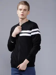 The Indian Garage Co Men Black & White Striped Sweatshirt