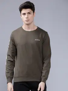 The Indian Garage Co Men Olive Brown Solid Sweatshirt