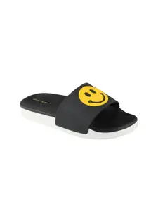 Shoetopia Shoetopia Women Black & Yellow Self Design Sliders