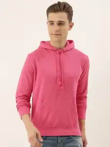 ARISE Men Pink Solid Hooded Sweatshirt